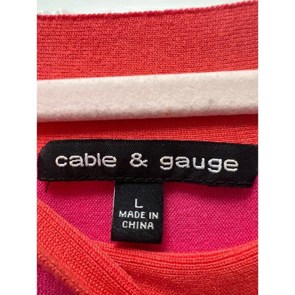 Cable & Gauge Women’s Boat Neck Colorblock Blouse Casual Knit Top Size L Pink - Picture 2 of 3